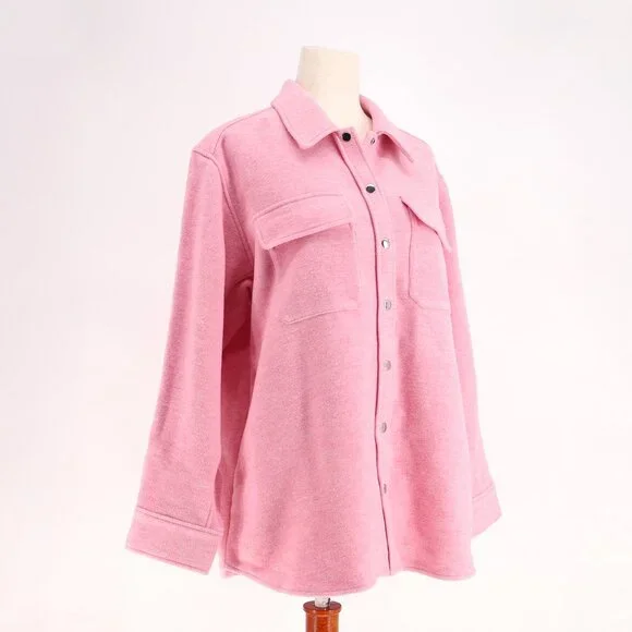 NWT & OTHER STORIES Oversized Wool Blend Overshirt Shacket Pink Size US 6 - Picture 3 of 9